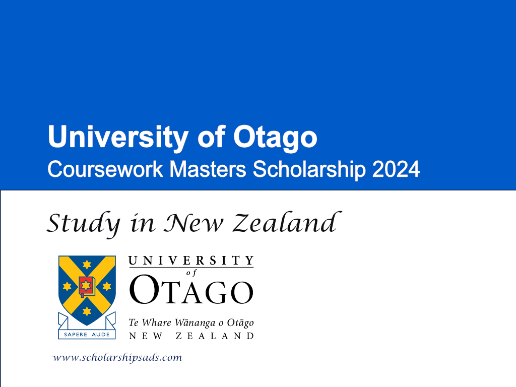 University of Otago Coursework Masters Scholarship 2024 in New Zealand