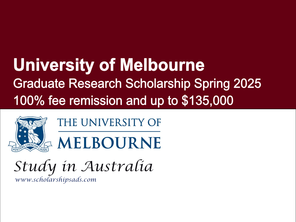 Australian Graduate Research Scholarship Spring 2025 at University of Melbourne