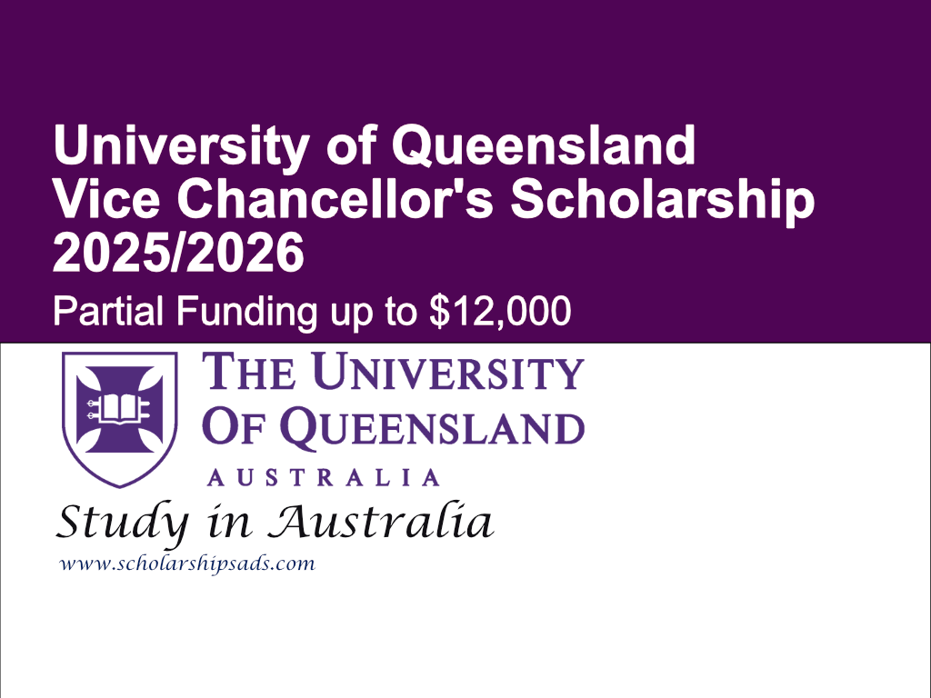 University of Queensland Vice Chancellors Scholarship 2025/2026 in Australia