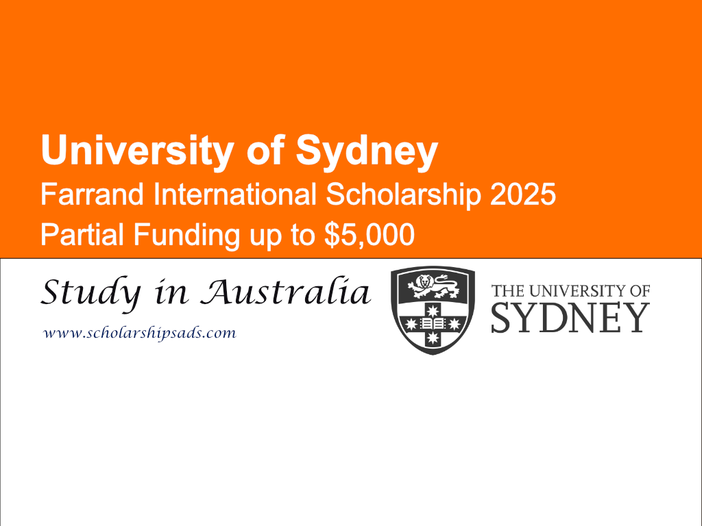 University of Sydney Australia Farrand International Scholarship 2025
