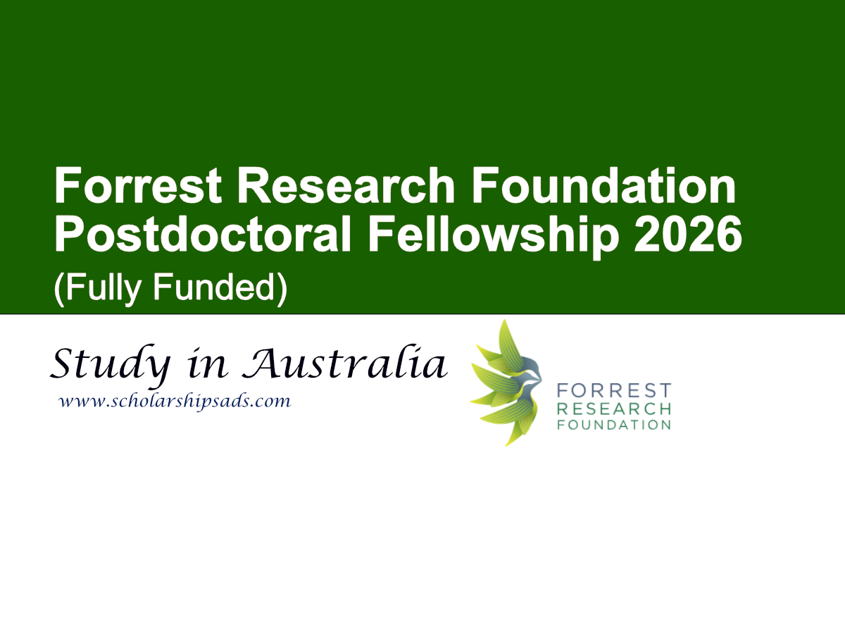 Forrest Research Foundation Postdoctoral Fellowship 2026 (Fully Funded in Australia)