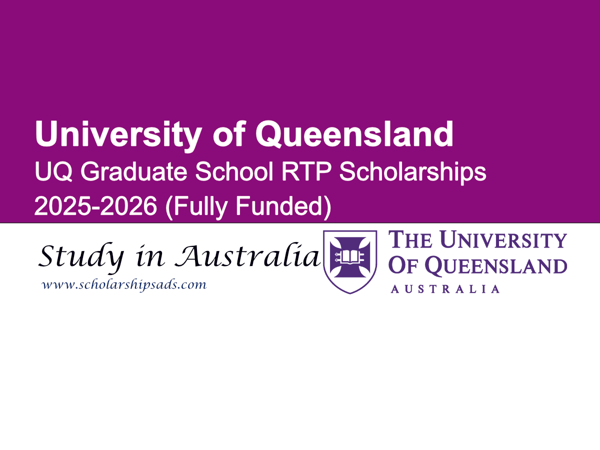 University of Queensland Australia UQ Graduate School RTP Scholarships 2025-2026 (Fully Funded)