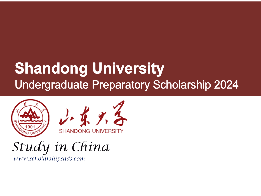 Shandong University 2024 Undergraduate Preparatory Scholarship in China