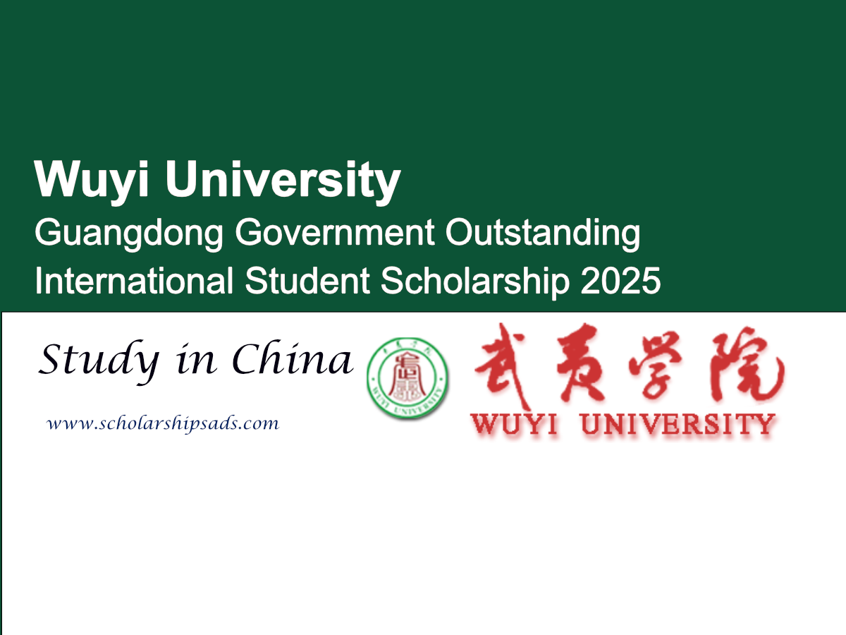 Wuyi University China Guangdong Government Outstanding International Student Scholarship 2025