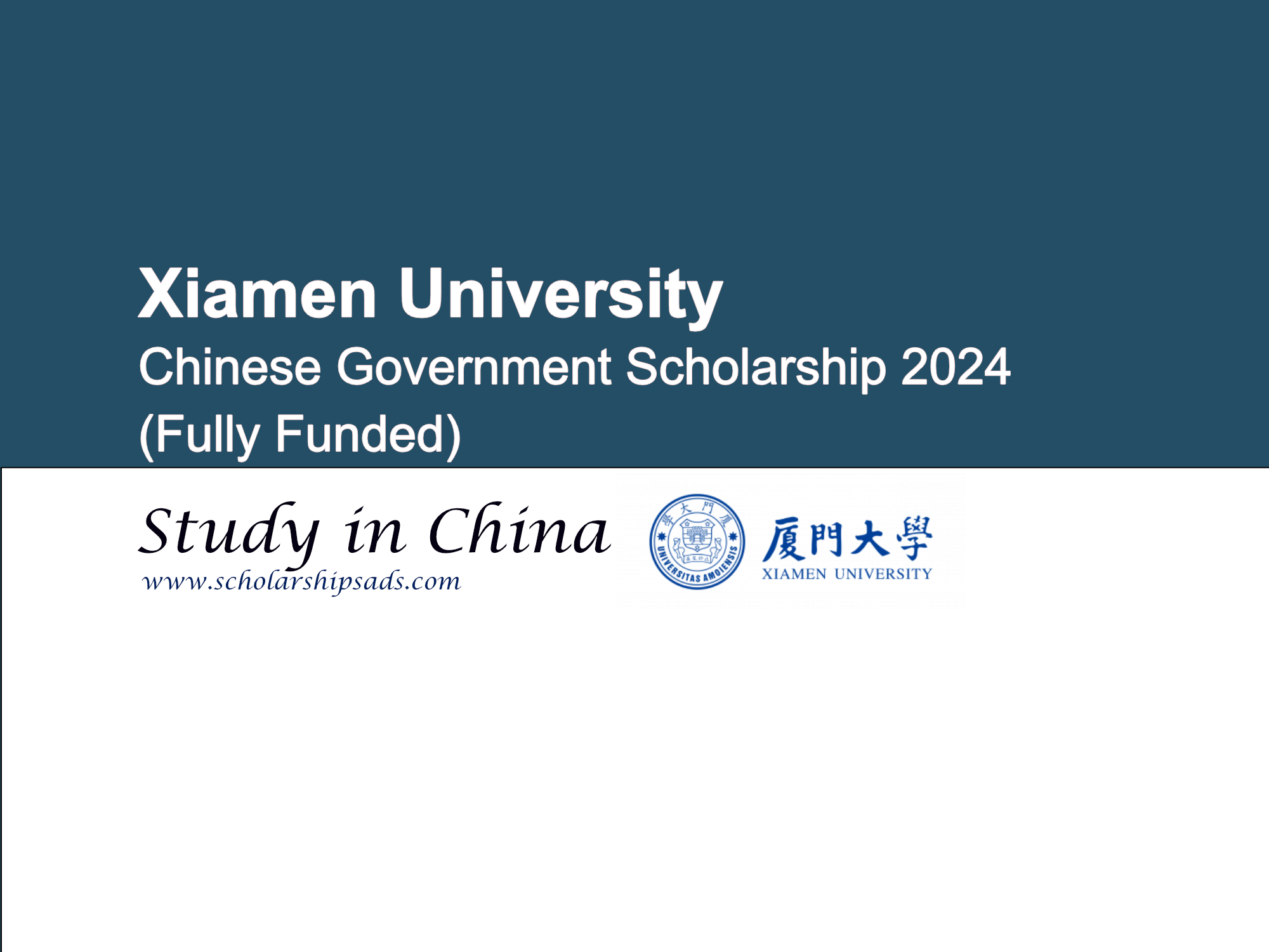 Xiamen University Chinese Government Scholarship 2024. (Fully Funded)