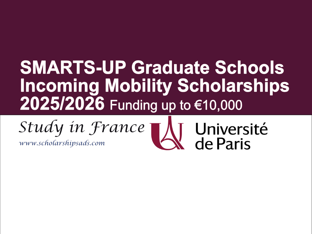 University of Paris SMARTS-UP Graduate Scholarship 2025/2026 in France