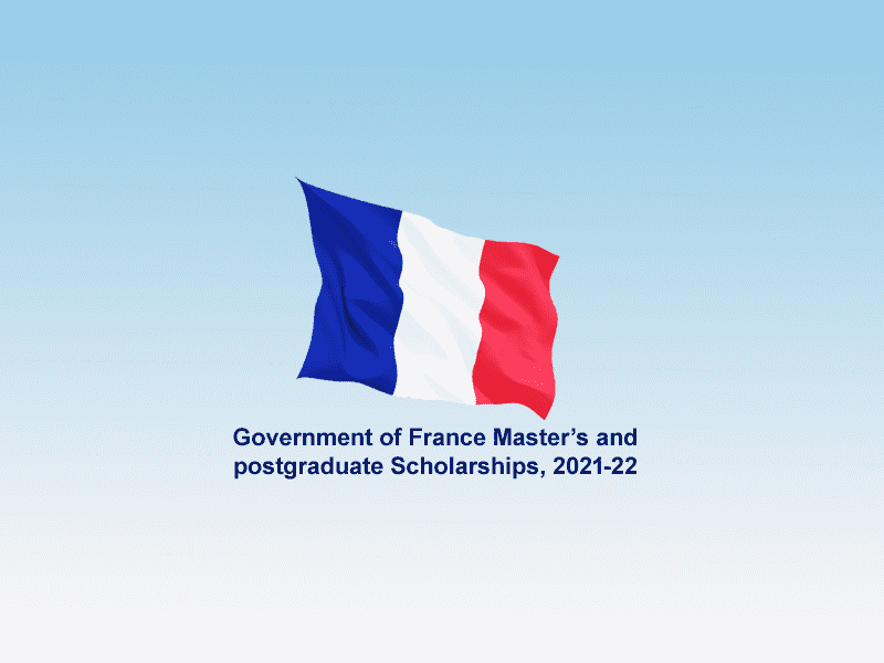 Government of France Master’s and postgraduate Scholarships, 2021-22