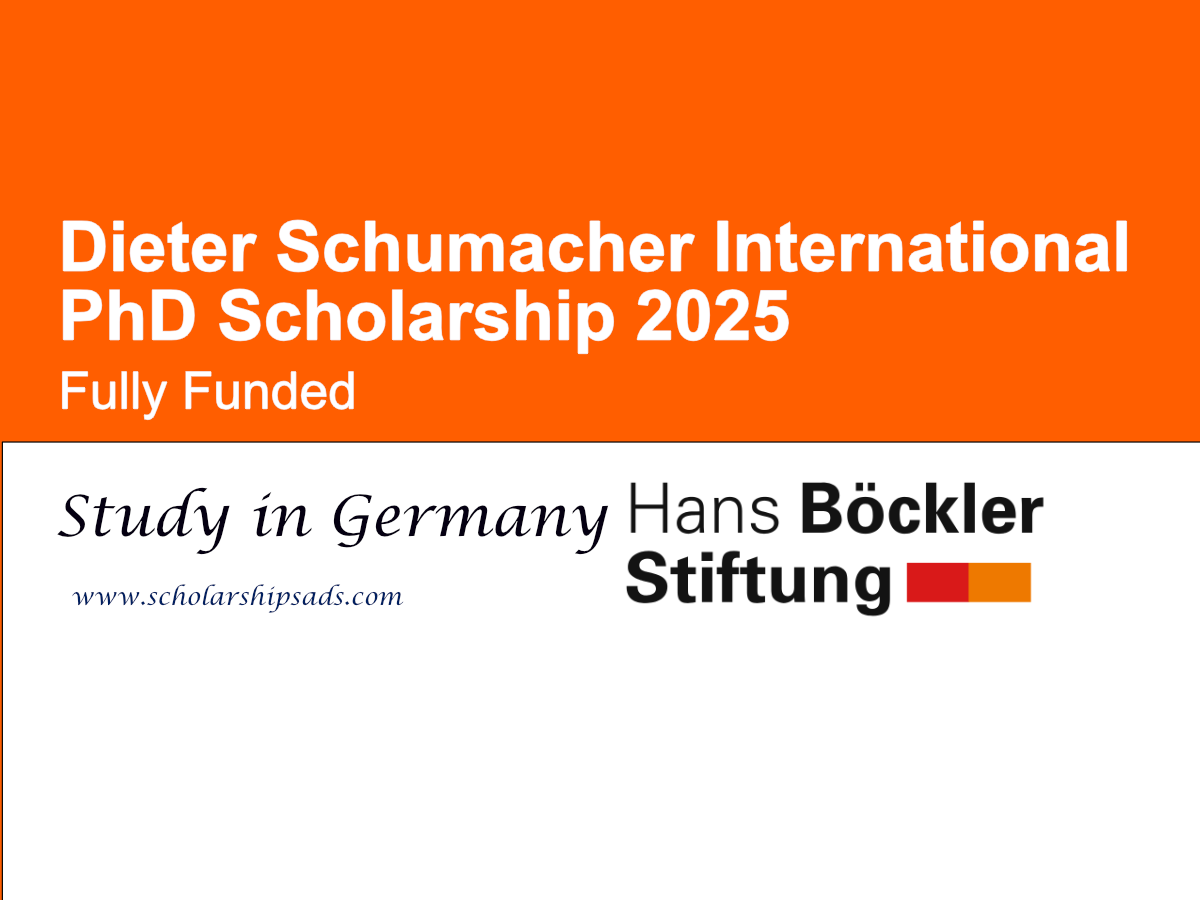 Dieter Schumacher International PhD Scholarship 2025, Germany (Fully Funded)