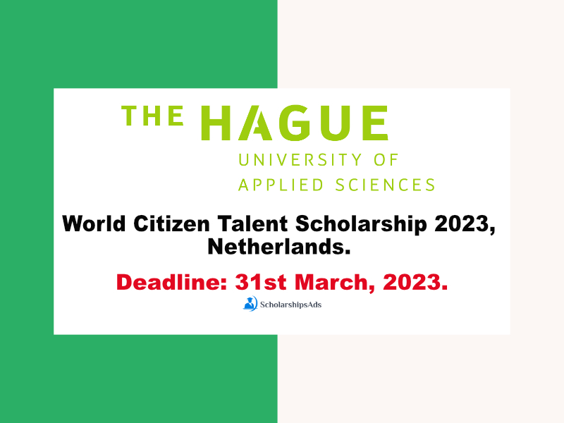 World Citizen Talent Scholarship 2023, The Hague University of Applied Sciences, Netherlands.