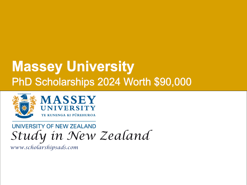 Massey University PhD Scholarships 2024 in New Zealand
