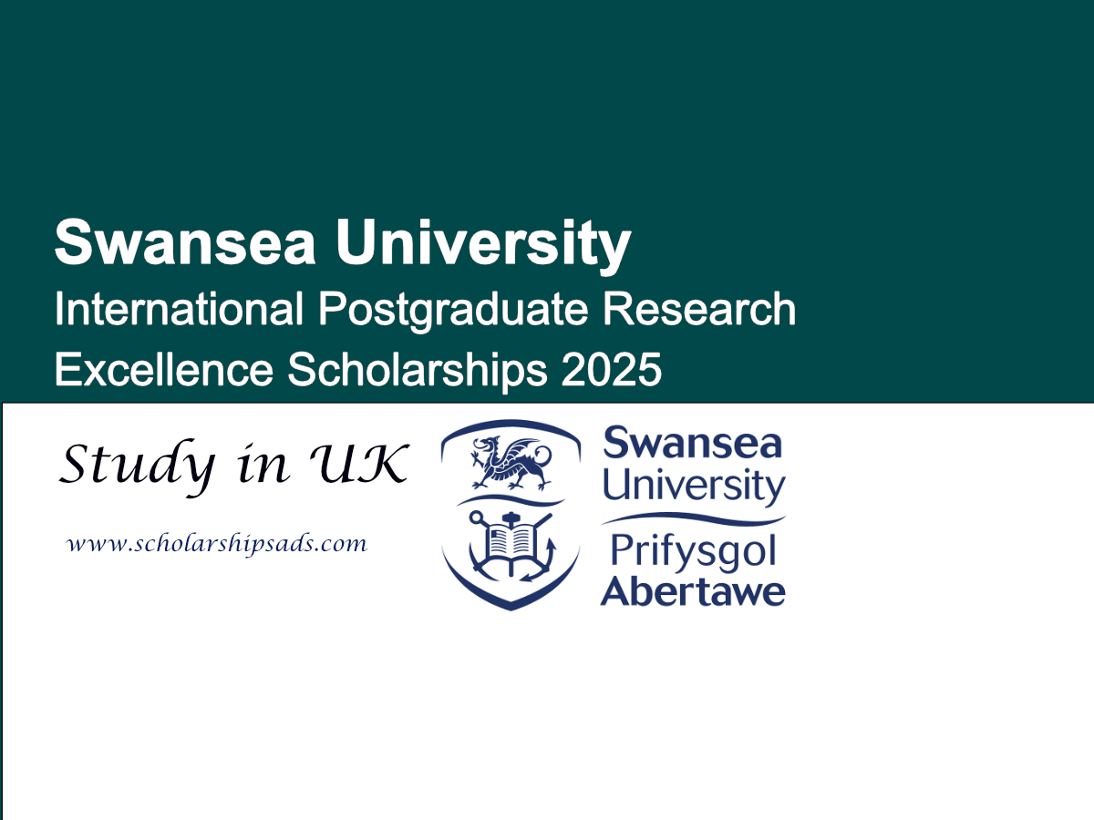 Swansea University UK International Postgraduate Research Excellence Scholarships 2025