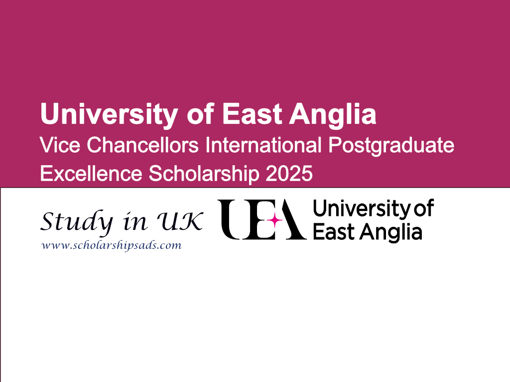 UEA Vice Chancellors International Postgraduate Excellence Scholarship 2025 (Study in UK)