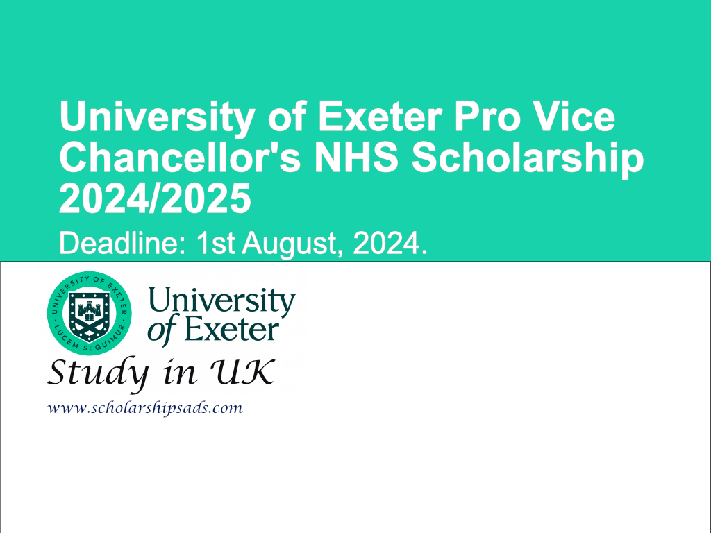 University of Exeter Pro Vice Chancellor's NHS Scholarship 2024/2025 in UK