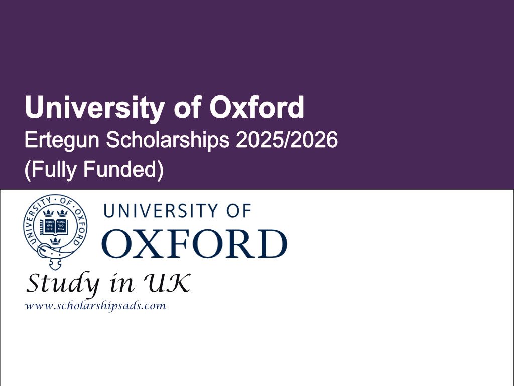 University of Oxford Ertegun Scholarships 2025/2026 in UK (Fully Funded)