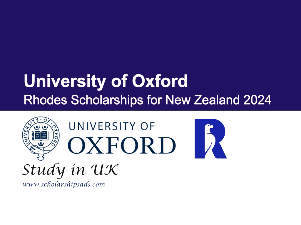 University of Oxford Rhodes Scholarships for New Zealand 2024