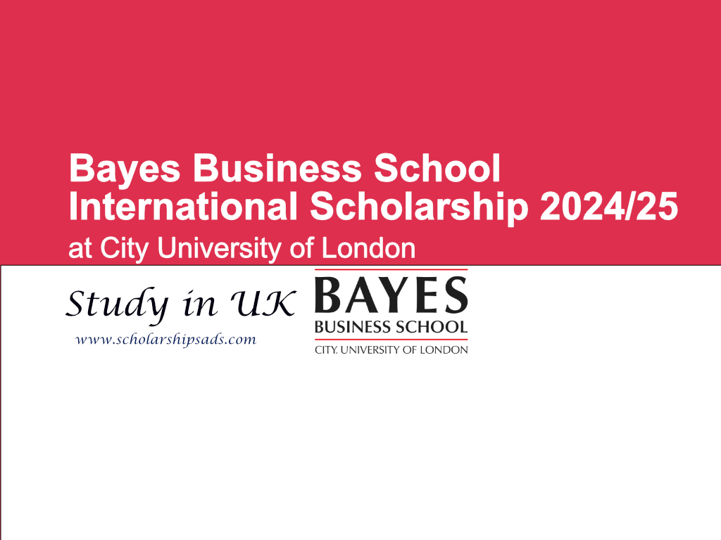 Bayes Business School International Scholarship 2024-25 at City University of London, UK.