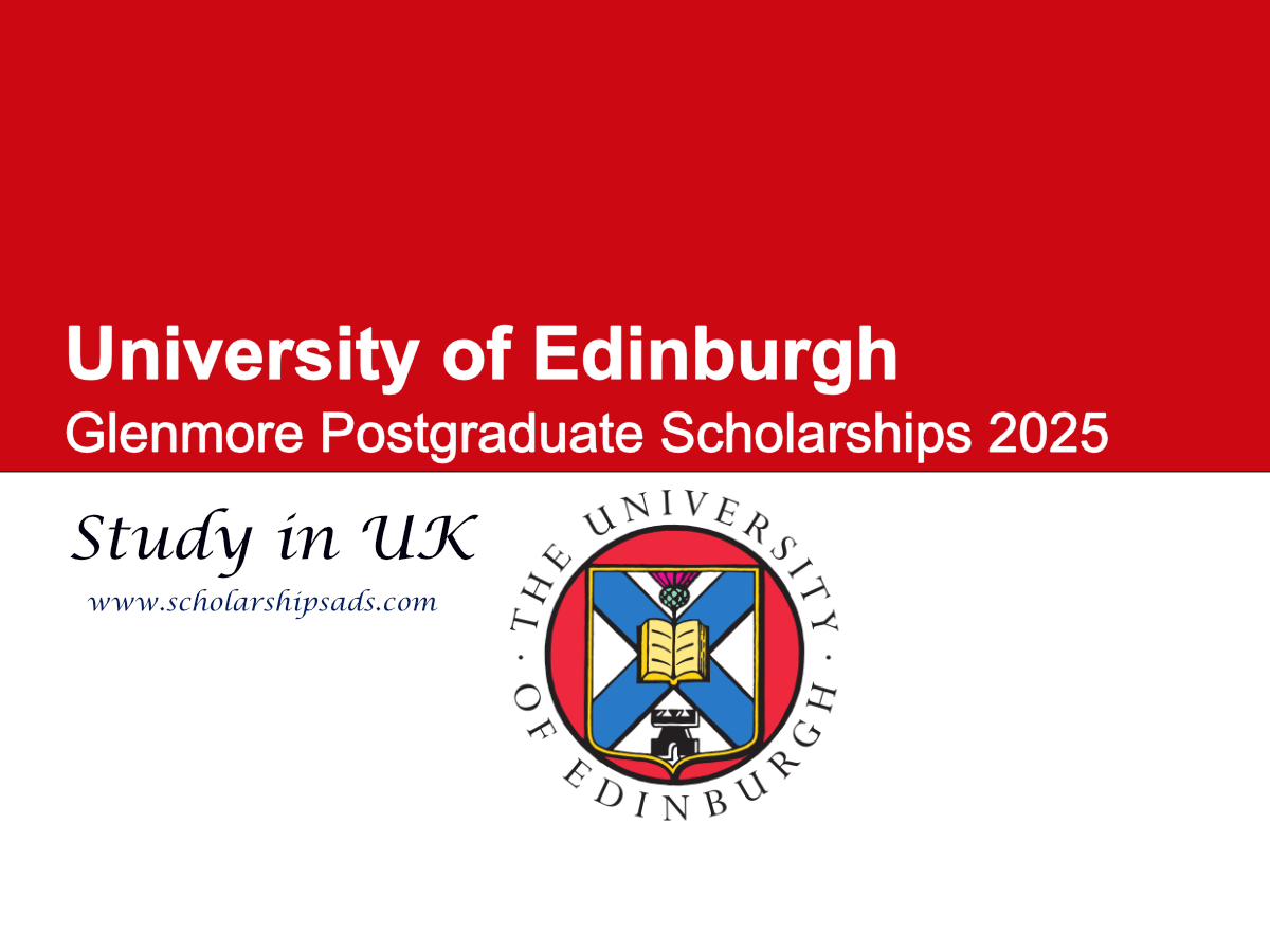 University of Edinburgh UK Glenmore Postgraduate Scholarships 2025