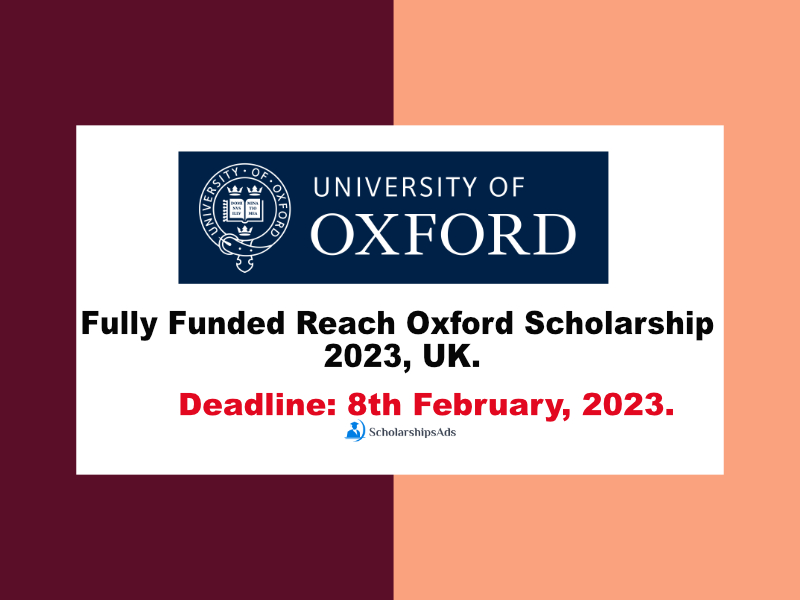 Fully Funded Reach Oxford Scholarship 2023, UK.