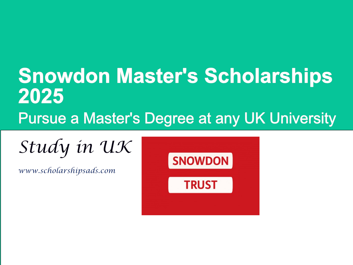 Snowdon Master's Scholarships 2025, UK