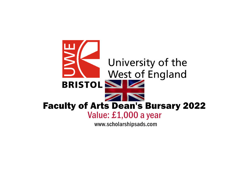 UWE Bristol England UK Faculty of Arts Dean's Bursary 2022/2023