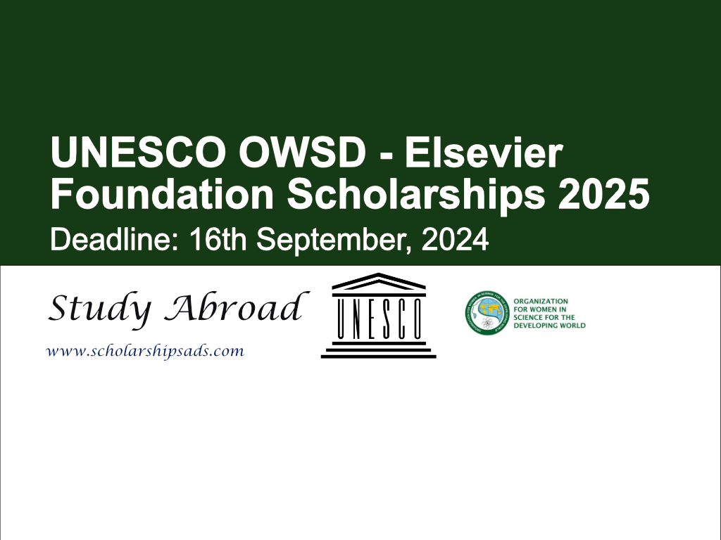 UNESCO OWSD - Elsevier Foundation Scholarships 2025