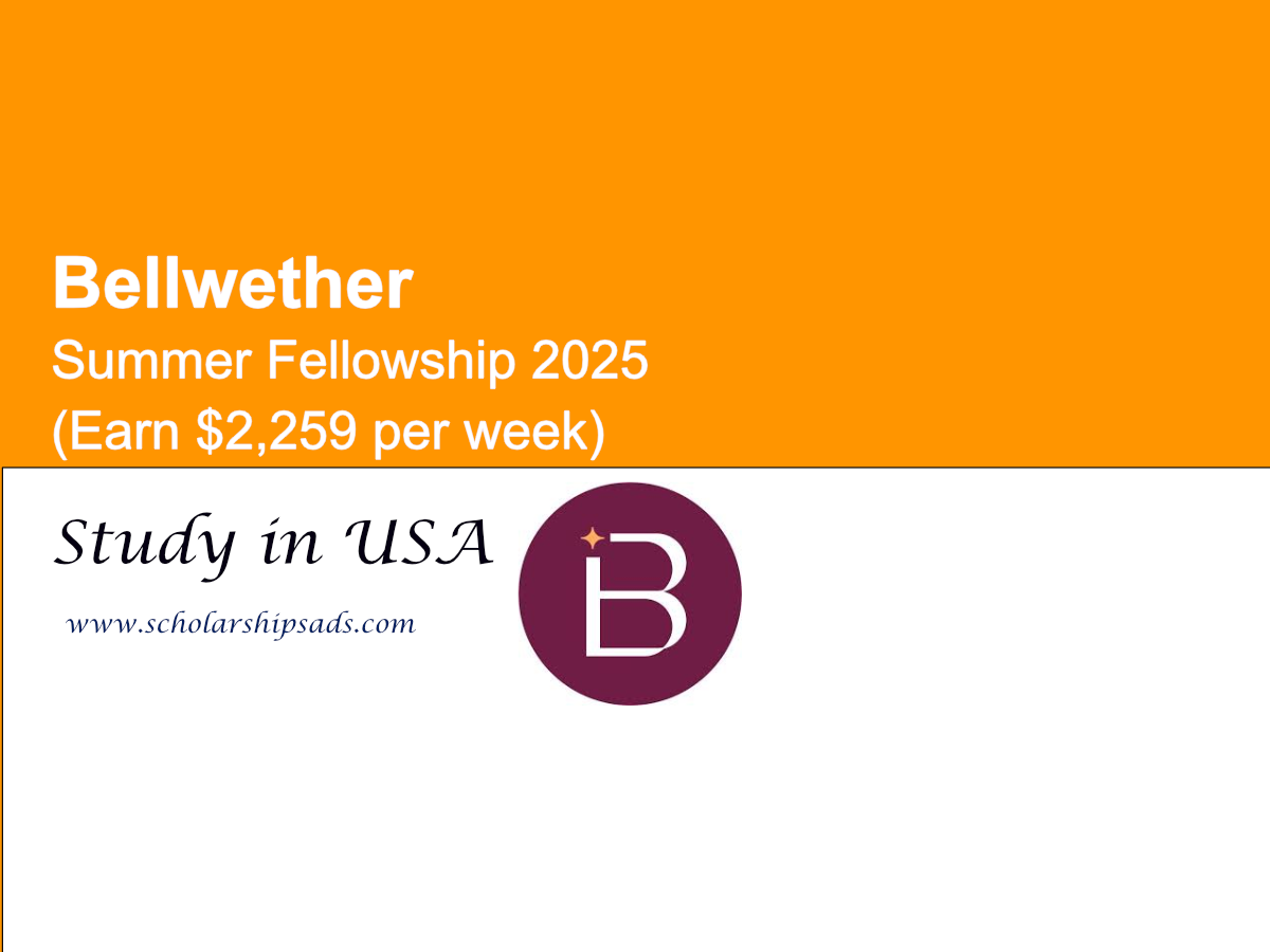 Bellwether Offers Summer Fellowship 2025 in the USA (Earn $2,259 per week)