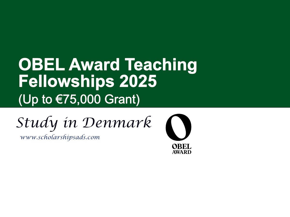 OBEL Award Teaching Fellowships 2025, Denmark (Up to €75,000 Grant)
