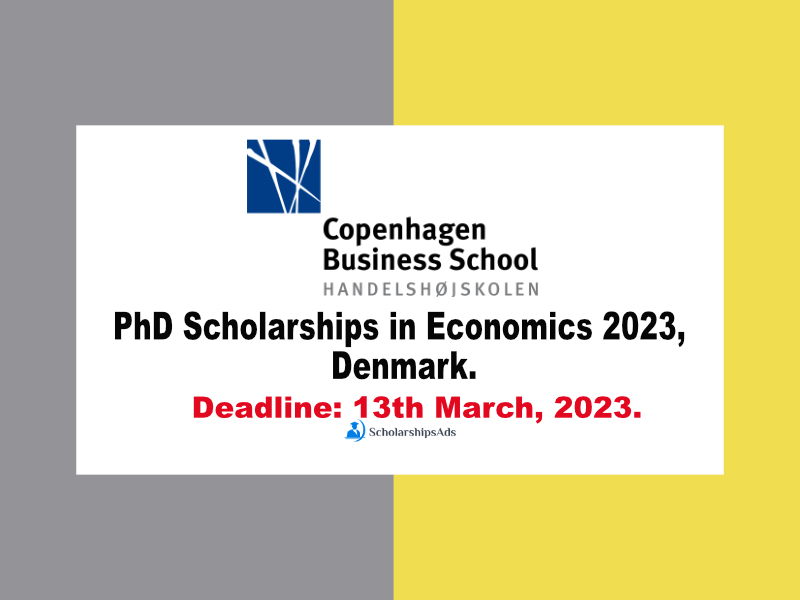 PhD Scholarships in Economics 2023, Copenhagen Business School, Denmark.
