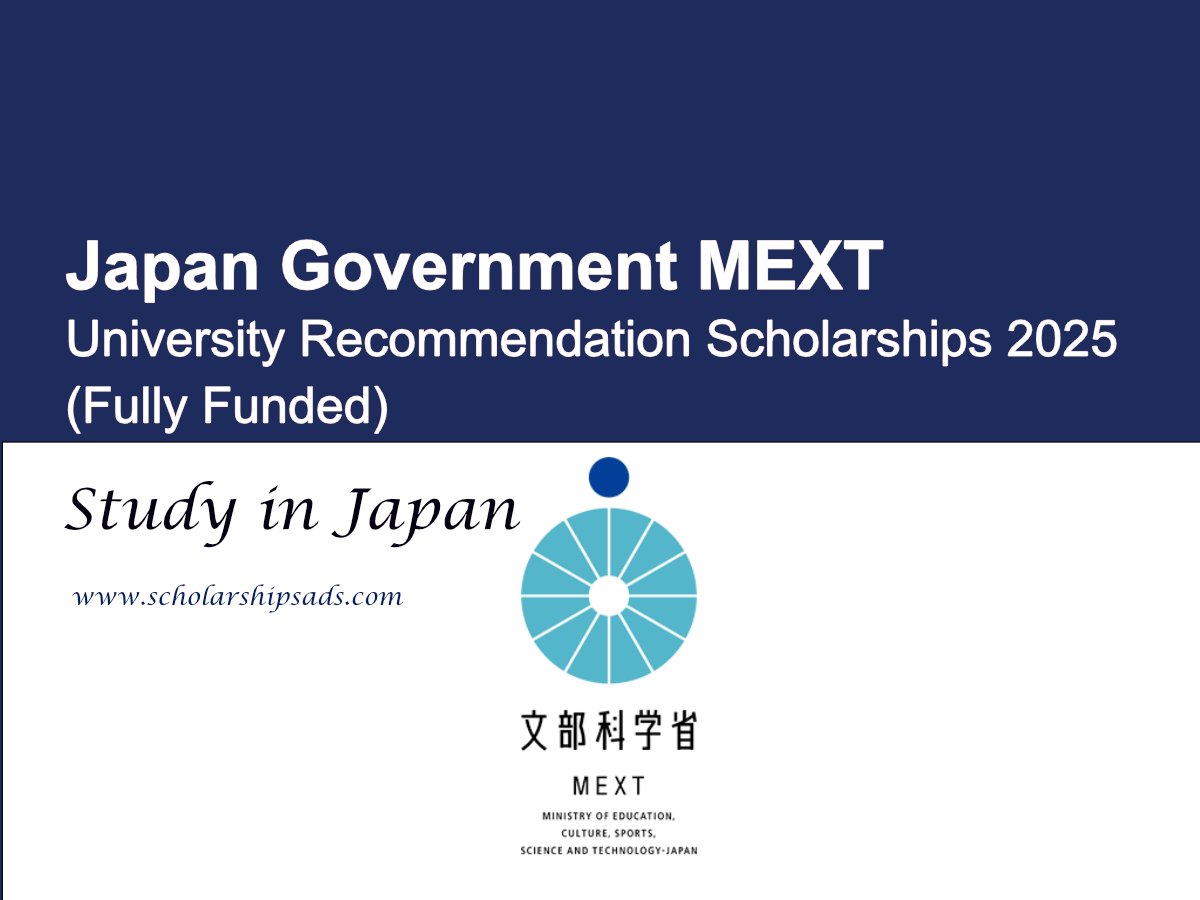 Japan Government MEXT University Recommendation Scholarships 2025 (Fully Funded)